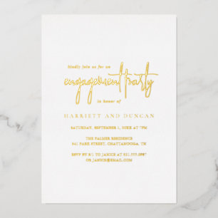 Invitación Con Relieve Metalizado Fiesta de Compromiso Atemporal y Elegante