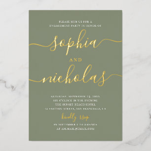 Invitación Con Relieve Metalizado Fiesta de compromiso con elegante escritura modern