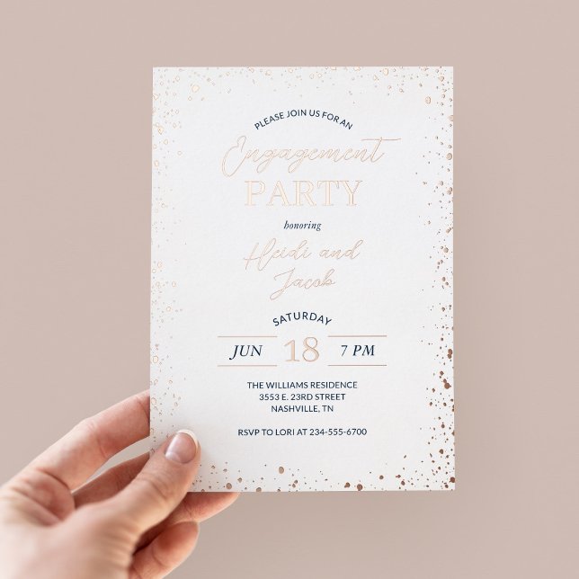 Invitación Con Relieve Metalizado Fiesta de compromiso con glamour moderno (Subido por el creador)