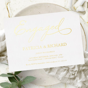 Invitación Con Relieve Metalizado Fiesta de compromiso con letra elegante