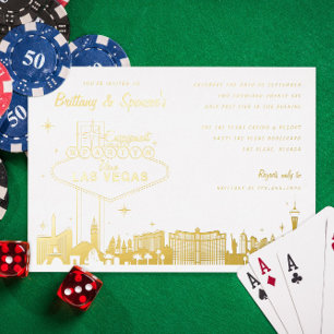 Invitación Con Relieve Metalizado Fiesta de compromiso con tema de Las Vegas