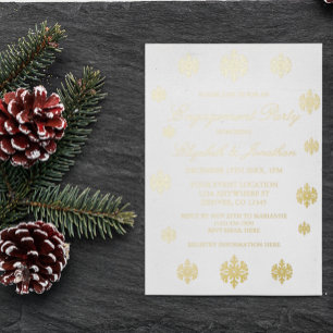 Invitación Con Relieve Metalizado Fiesta de compromiso de copo de nieve de invierno