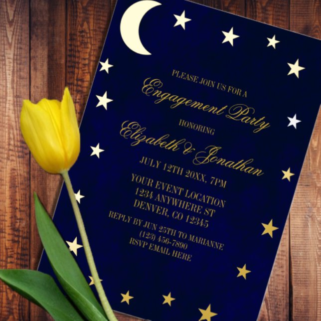 Invitación Con Relieve Metalizado Fiesta de compromiso del cielo nocturno (Subido por el creador)
