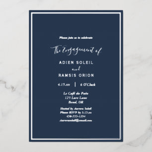 Invitación Con Relieve Metalizado Fiesta de compromiso elegante moderna de navío y p