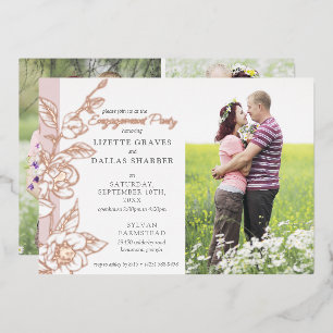 Invitación Con Relieve Metalizado Fiesta de compromiso Magnolia Blush Wedding 4 foto