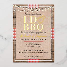 Invitación Con Relieve Metalizado Fiesta de compromiso Rustic I Do BBQ para parejas