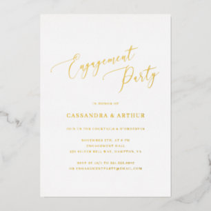 Invitación Con Relieve Metalizado Fiesta de Compromiso Simple y Elegante