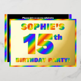 Invitación Con Relieve Metalizado Fiesta de cumpleaños 15 — Diversión, espectro arco