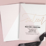 Invitación Con Relieve Metalizado Fiesta de cumpleaños 16 del bloque de color rosa d<br><div class="desc">Celebra un Sweet 16 especial con esta elegante invitación de Relieve metalizado de bloques de color rosa. El diseño moderno presenta un diseño geométrico de moda y acentos de Relieve metalizado de oro rosa brillantes, perfecto para una celebración elegante y sofisticada. Personalice los detalles de su evento para crear un...</div>