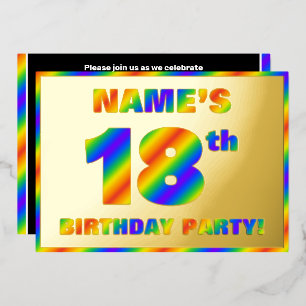 Invitación Con Relieve Metalizado Fiesta de cumpleaños 18 — Divertido, Espectro de A