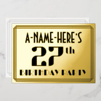 Fiesta de cumpleaños 27: Art Deco Look "27" y nomb