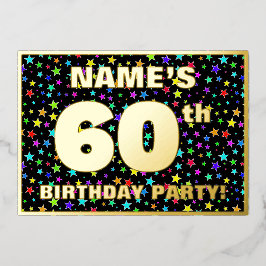 Invitación Con Relieve Metalizado Fiesta de cumpleaños 60 — Patrón de estrellas dive