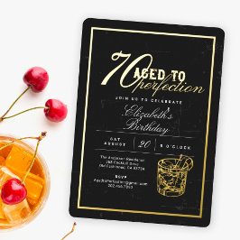 Invitación Con Relieve Metalizado Fiesta de cumpleaños 70 con cóctel envejecido a la