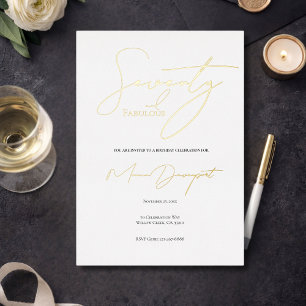 Invitación Con Relieve Metalizado Fiesta de cumpleaños 70 moderna y fabulosa