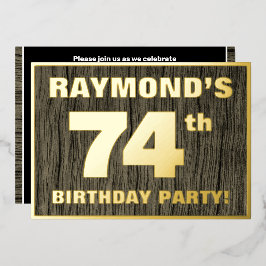Invitación Con Relieve Metalizado Fiesta de cumpleaños 74: Negrita, Patrón de grano 