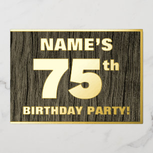 Invitación Con Relieve Metalizado Fiesta de cumpleaños 75: audaz, falso patrón de gr