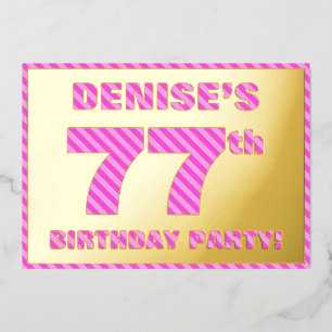 Invitación Con Relieve Metalizado Fiesta de cumpleaños 77 — Negrita, diversión, fran