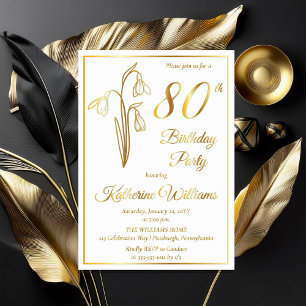 Invitación Con Relieve Metalizado Fiesta de cumpleaños 80 de Galanthus elegantes Sel