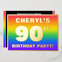 Fiesta de cumpleaños 90: Patrón arcoiris divertido