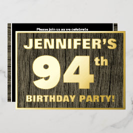 Invitación Con Relieve Metalizado Fiesta de cumpleaños 94: audaz, falso patrón de gr