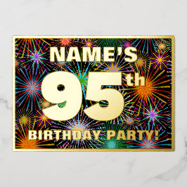 Invitación Con Relieve Metalizado Fiesta de cumpleaños 95 — aspecto divertido y colo