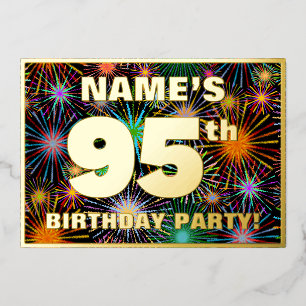 Invitación Con Relieve Metalizado Fiesta de cumpleaños 95 — aspecto divertido y colo