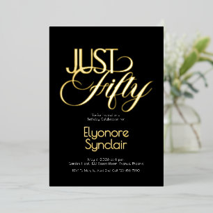 Invitación Con Relieve Metalizado Fiesta de cumpleaños cincuenta Minimal Just Fifty