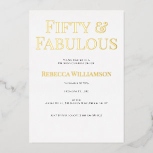 Invitación Con Relieve Metalizado Fiesta de cumpleaños cincuenta y fabuloso 50 anive
