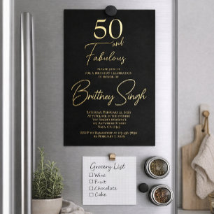 Invitación Con Relieve Metalizado Fiesta de cumpleaños cincuenta y fabuloso 50 anive
