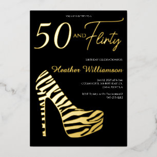 Invitación Con Relieve Metalizado Fiesta de cumpleaños cincuenta y fabuloso de oro p