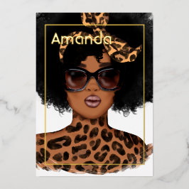 Invitación Con Relieve Metalizado Fiesta de cumpleaños con pelaje de leopardo