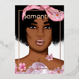 Invitación Con Relieve Metalizado Fiesta de cumpleaños de África rosa y oro Rosa