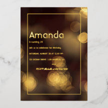 Fiesta de cumpleaños de Bokeh de Oro