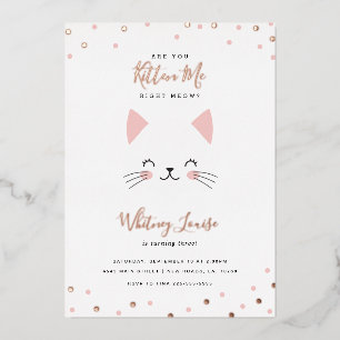 Invitación Con Relieve Metalizado Fiesta de cumpleaños de gatito