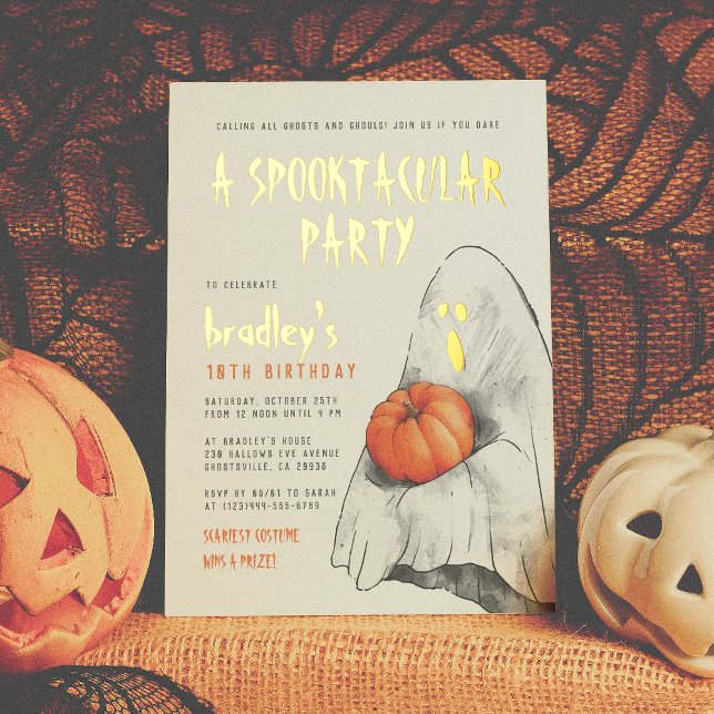 Invitación Con Relieve Metalizado Fiesta de cumpleaños de Halloween en Spooktacular  (Subido por el creador)