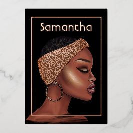 Invitación Con Relieve Metalizado Fiesta de Cumpleaños de la Mujer Negra de Oro Rosa