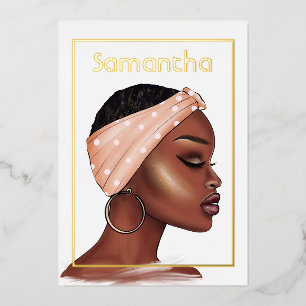Invitación Con Relieve Metalizado Fiesta de Cumpleaños de Mujer Negra