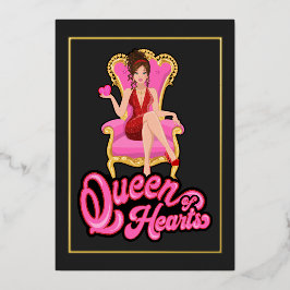 Invitación Con Relieve Metalizado Fiesta de cumpleaños de Reina de Oro y Rosa de Cor