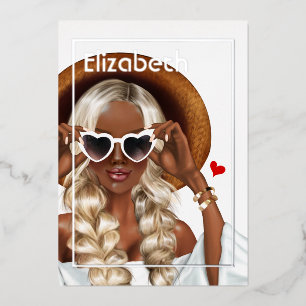 Invitación Con Relieve Metalizado Fiesta de cumpleaños de verano de plata y oro