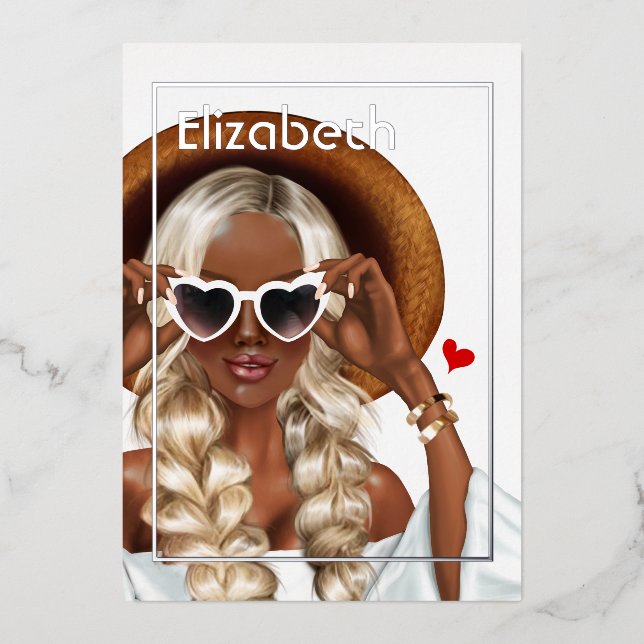 Invitación Con Relieve Metalizado Fiesta de cumpleaños de verano de plata y oro (Anverso)