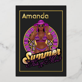 Invitación Con Relieve Metalizado Fiesta de Cumpleaños de Verano Estado de Ánimo de 