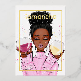 Invitación Con Relieve Metalizado Fiesta de cumpleaños dorado y rosado