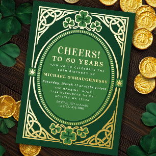 Invitación Con Relieve Metalizado Fiesta de cumpleaños irlandesa celta de San Patric