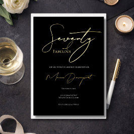 Invitación Con Relieve Metalizado Fiesta de cumpleaños moderna de 70 y fabulosa