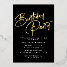 Fiesta de Cumpleaños Moderna Minimalista Negra y D