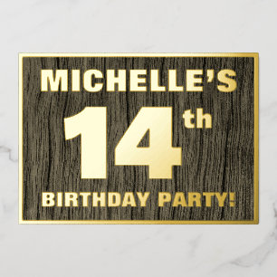 Invitación Con Relieve Metalizado Fiesta de cumpleaños número 14: Patrón audaz de gr