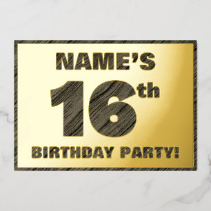 Invitación Con Relieve Metalizado Fiesta de cumpleaños número 16 — Texto con veta de