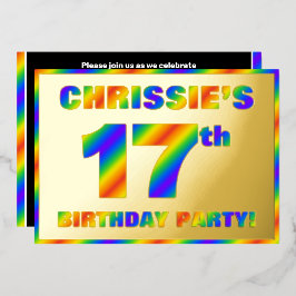Invitación Con Relieve Metalizado Fiesta de cumpleaños número 17 — Divertido, Espect