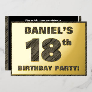 Invitación Con Relieve Metalizado Fiesta de cumpleaños número 18 — Texto con veta de