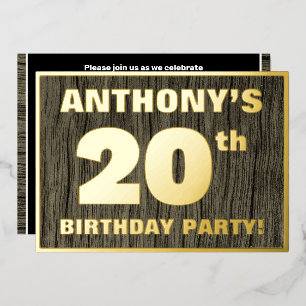 Invitación Con Relieve Metalizado Fiesta de cumpleaños número 20: Patrón de textura 